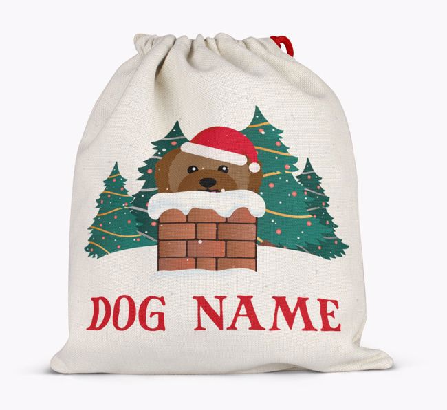 Peeking Dog with Santa Hat: Personalised {breedFullName} Santa Sack 